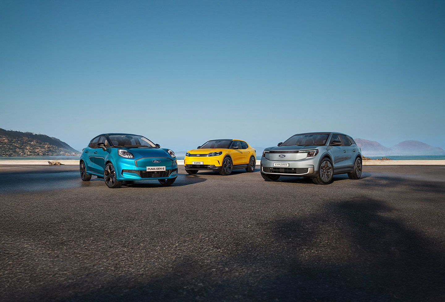 Ford Puma Gen-E, Capri og Explorer holder ved siden af hinanden